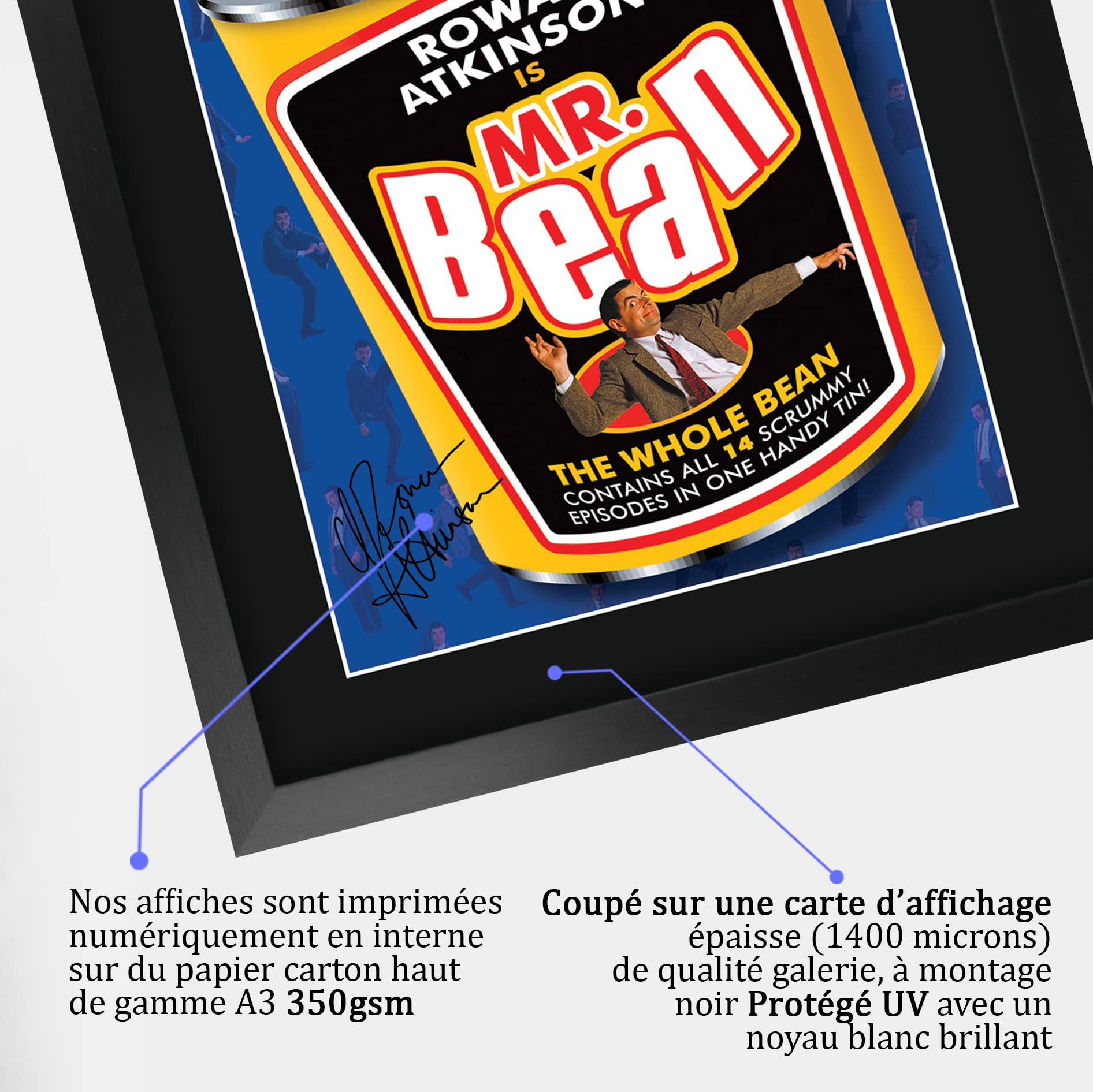 HWC Trading FR A3 Mr Bean Rowan Atkinson Cadeaux Imprimé Signé Autographe Photo pour les fans de télévision - A3 Encadré