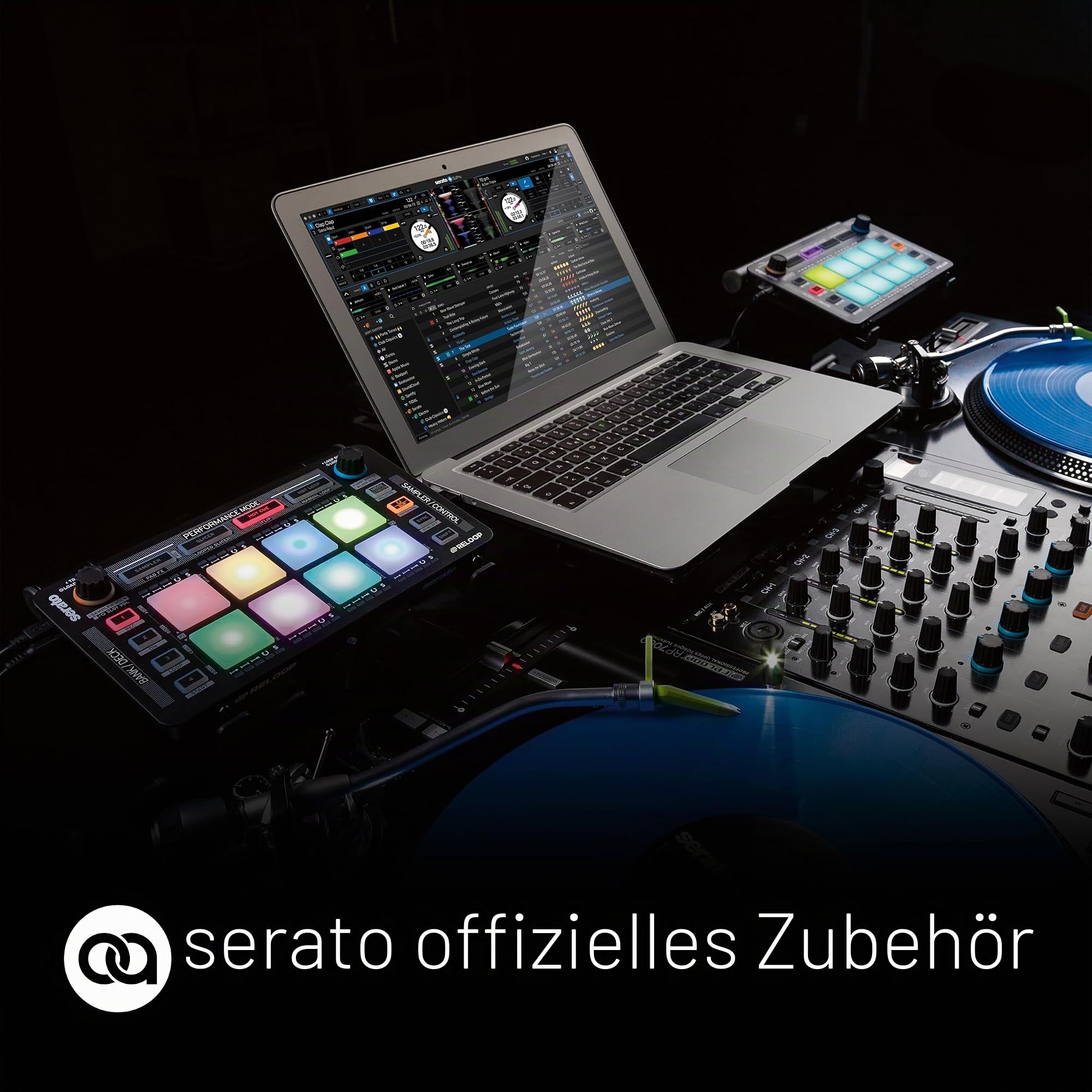 Reloop Neon - DJ MIDI Pad Controller mit 8 anschlagdynamischen RGB-Performance-Drumpads, Plug and Play mit Serato DJ Pro, (schwarz)