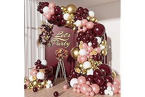 142Pcs Maroon and Silver Balloon Arch Kit Decorations