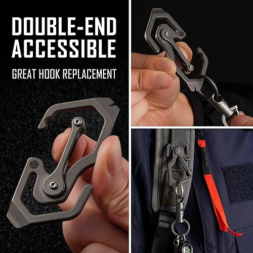 Vista 9 de KeyUnity Cuchillo plegable de titanio KK01S y grillete de llave de anillo KA17 D y llavero de mosquetón KU05