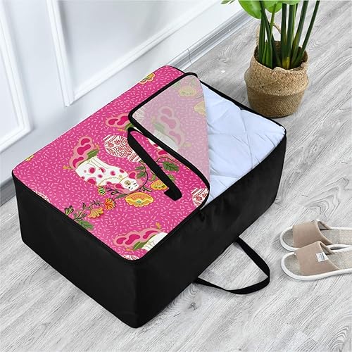 Miniatura 7 de Unise Staffordshire Perros en estilo chinoiserie Rosa Rojo Grandes Bolsas de Almacenamiento de Ropa Organizador Plegable con Asas Reforzadas para