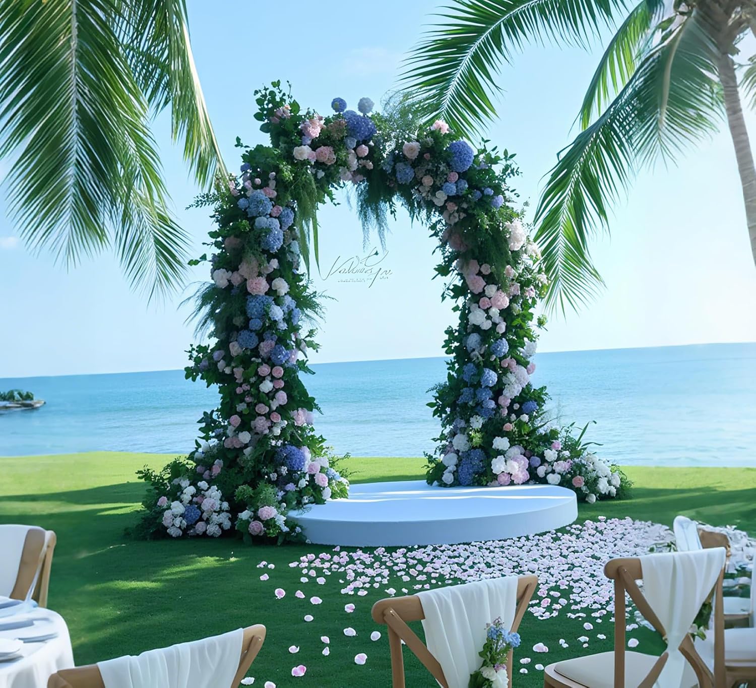 Metal Wedding Arch Stand for Ceremony Large Backdrop Stand Arch Frame with Base for Birthday Party Baby Shower Balloon Arch Decorations in 2.4x2.8m