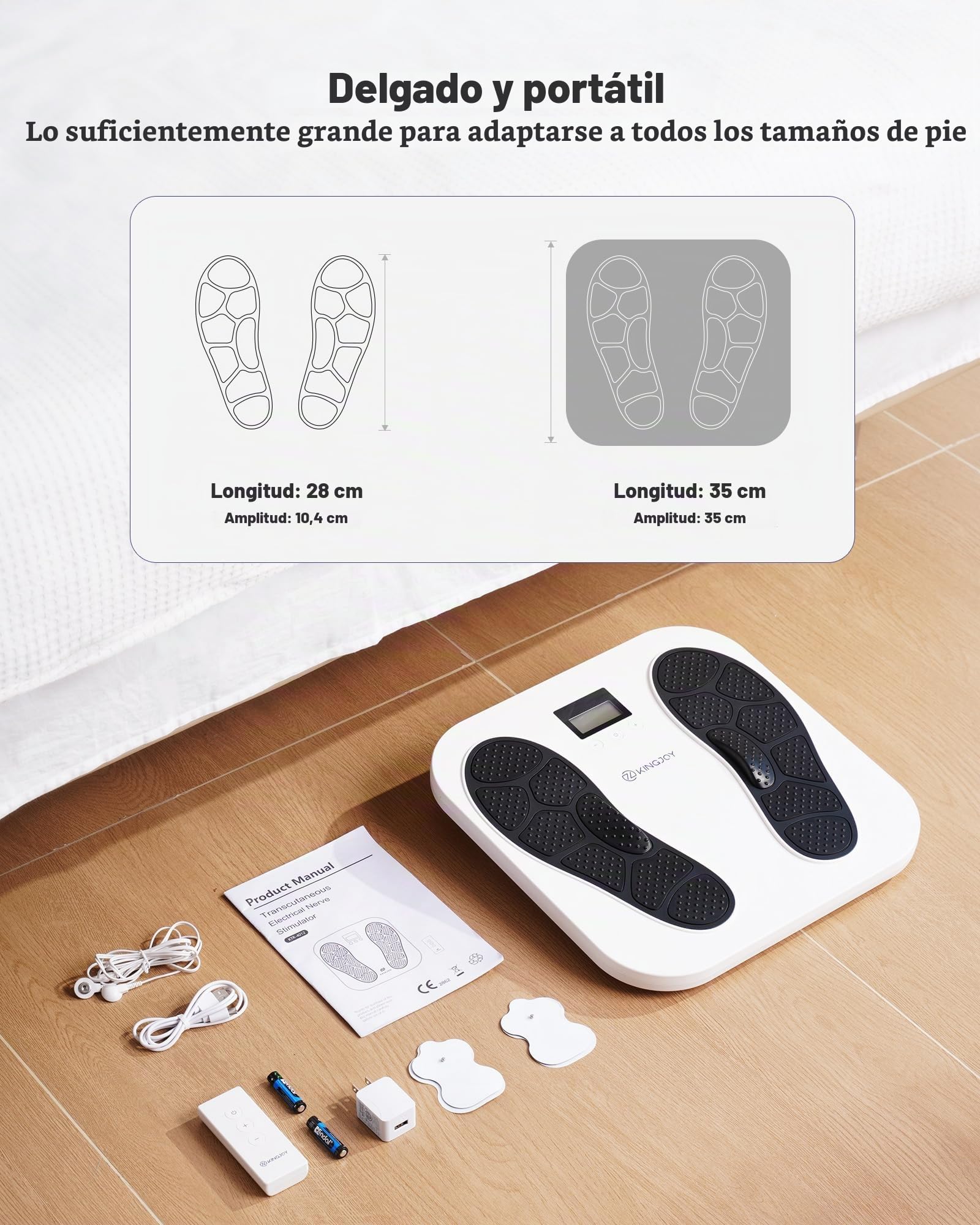 Masajeador de pies para Neuropatía, Recargable EMS TENS Masajeador Pies con 10 Modos y 20 Intensidades para Mejorar la Circulación, Aliviar el Dolor de la Fascitis Plantar y la Hinchazón, Regalar