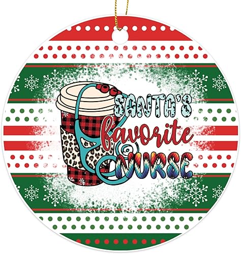 Regalo favorito de Santa para enfermera RN NP APRN LPN CNA LVN Adorno de cuidado de la salud Oranment de Navidad Decoración de árbol de Navidad