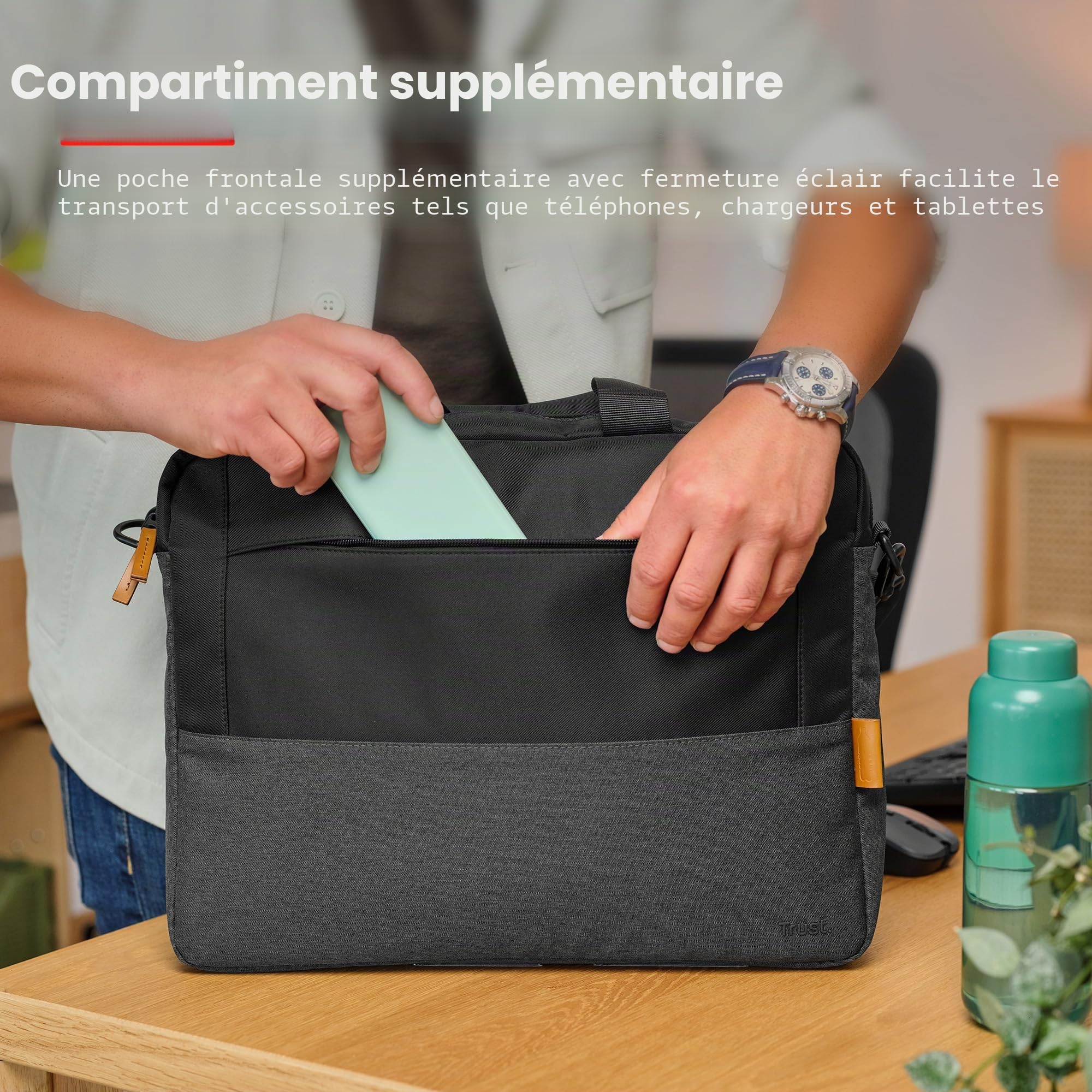 Trust Lisboa Sacoche pour Ordinateur Portable 16 Pouces, Noir