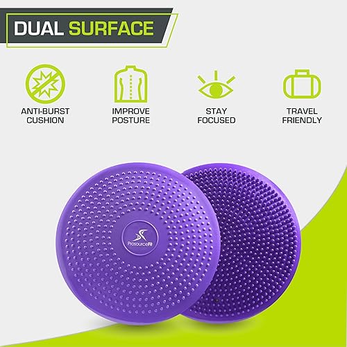 Miniatura 3 de ProsourceFit Entrenador de disco de equilibrio de núcleo, 14 pulgadas de diámetro con bomba para mejorar la postura, el estado físico y la