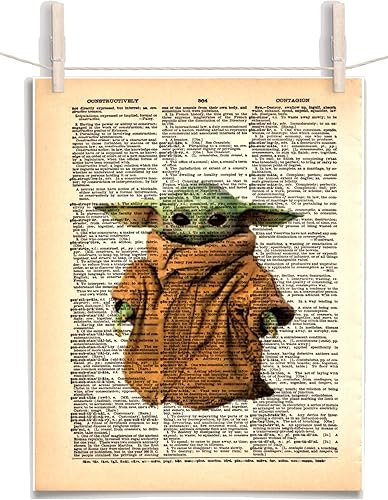 Star Wars Grogu The Child Baby Yoda 8.5 x 11 Vintage Dictionary Page Unframed Art Print