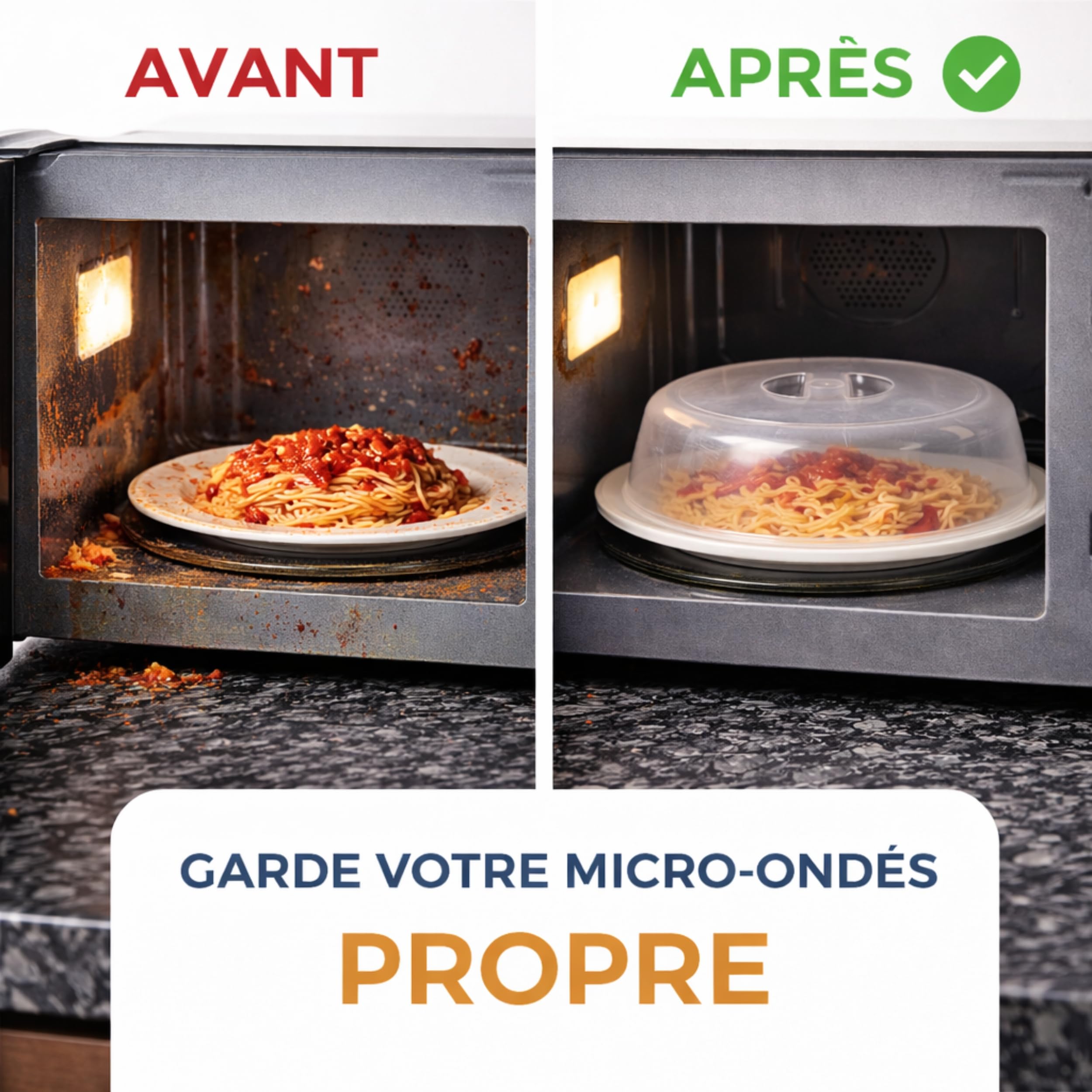 PARENCE.- Campana universal de horno microondas/tapa de alimentos, prevención de astillas, olor, cocción uniforme - 24 cm, transparente — view 5