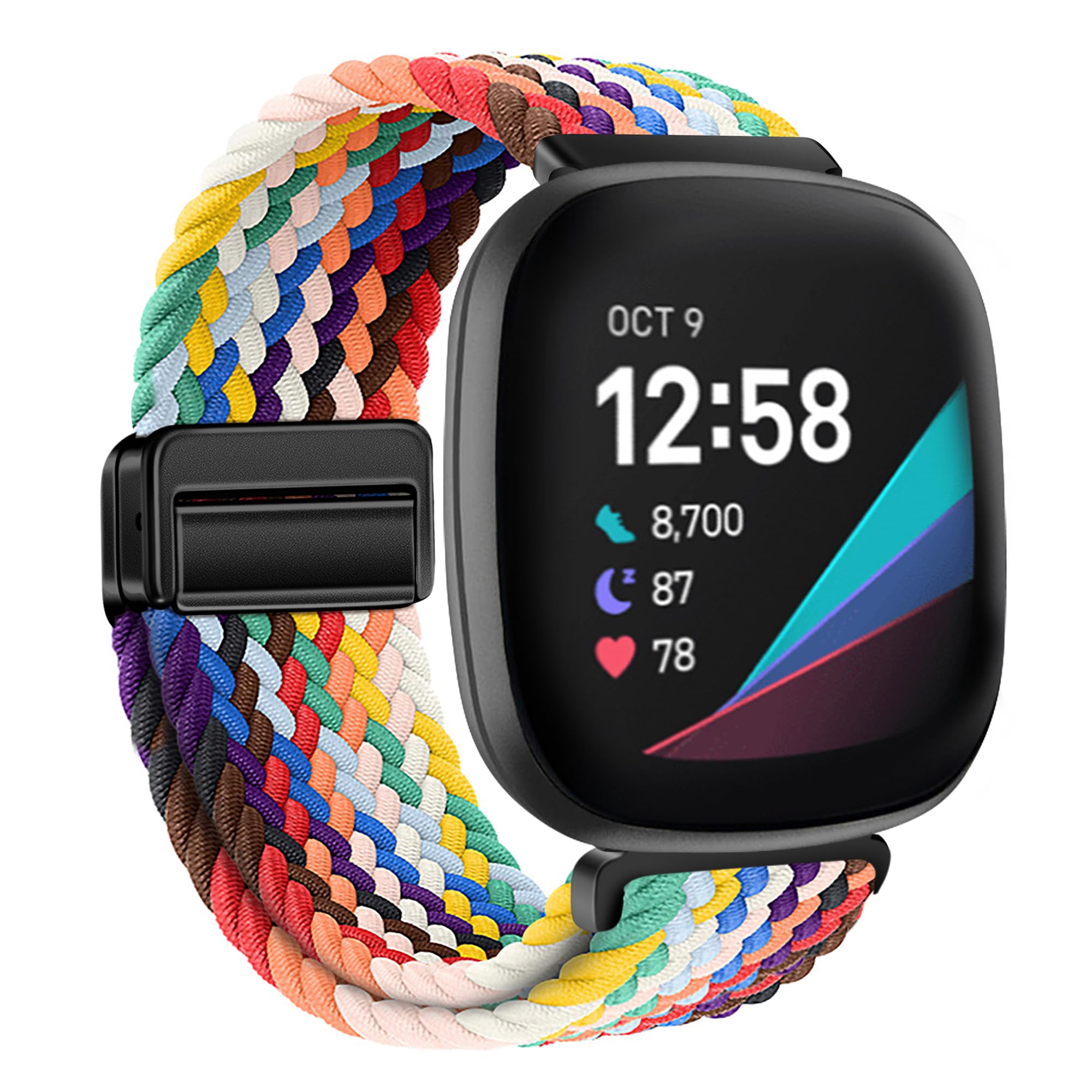 Bracelet Fitbit Versa 3 Bracelets Fitbit Versa 3/Sense - Nylon élastique Réglable - Lot De 2 - Confort Sport Accessoire Sport Réglable