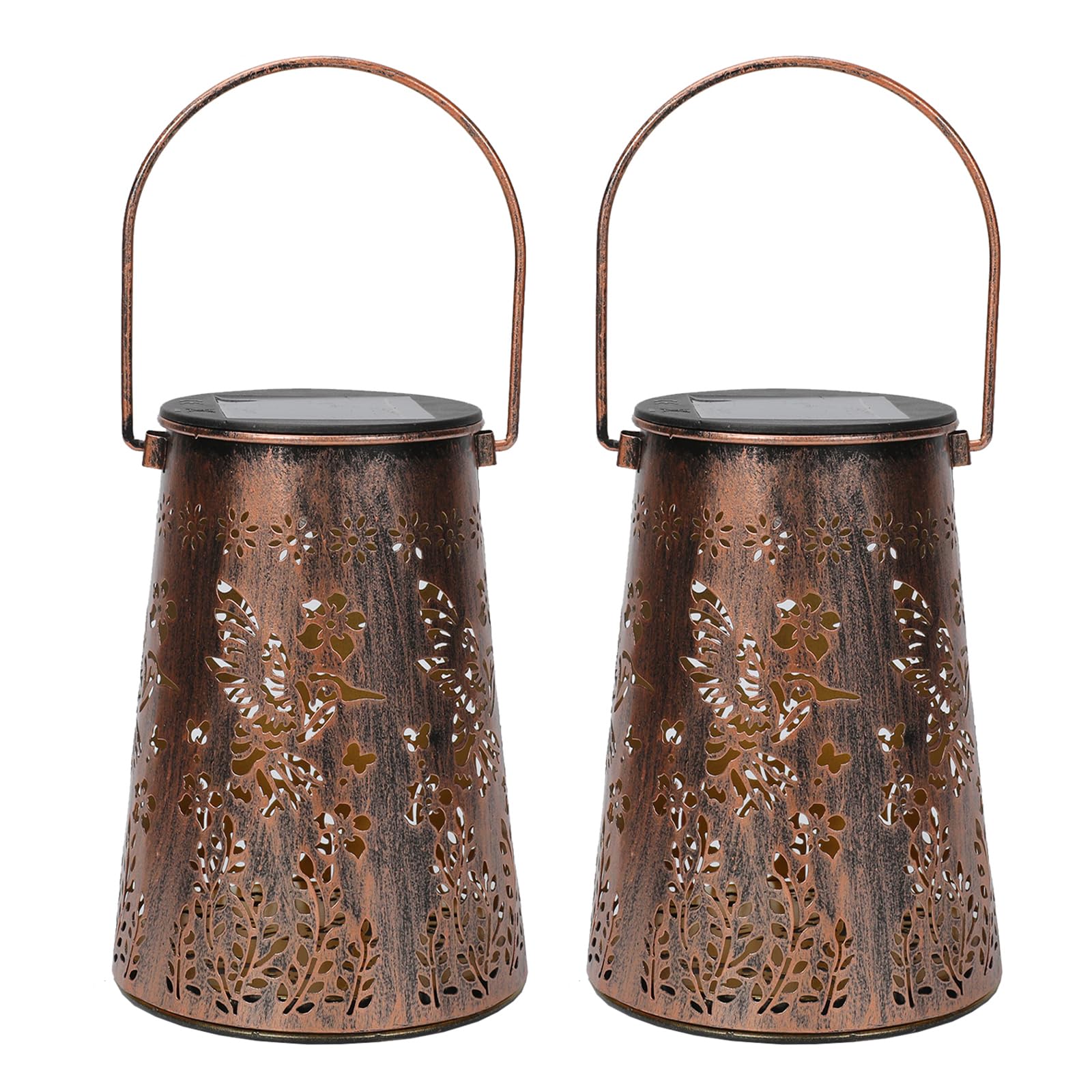 2Pcs Hummingbird Solar Lanterns Outdoor Waterproof Gift for Moms Women Hanging Solar Lights for Yard Patio Porch Decor