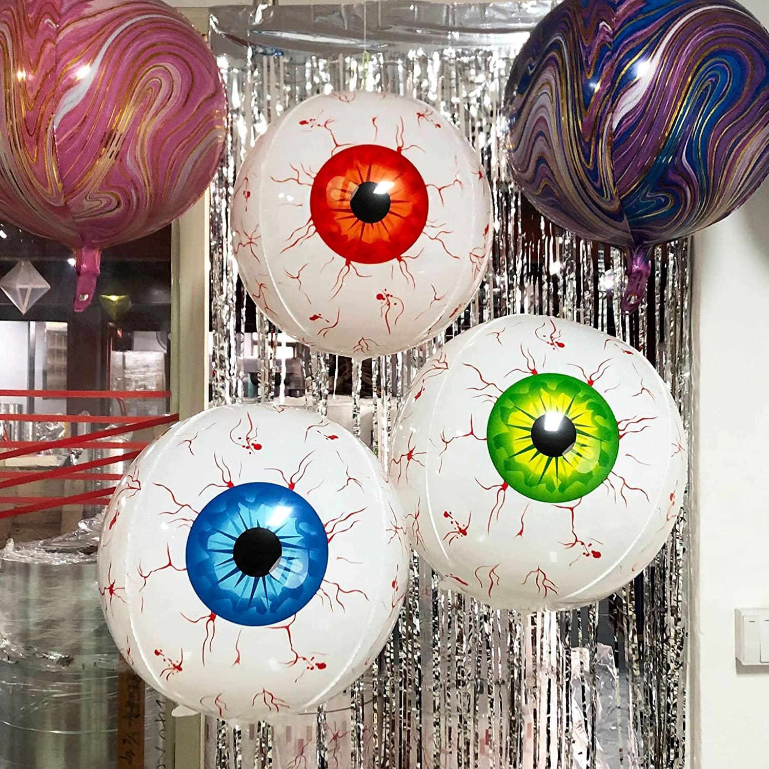 Halloween Inflatable Eyeball, 22 Inch 4D Aluminum Inflatable Eyeball, 6 Pack for Indoor Outdoor Garden Yard Halloween Party Decoration - Image 4