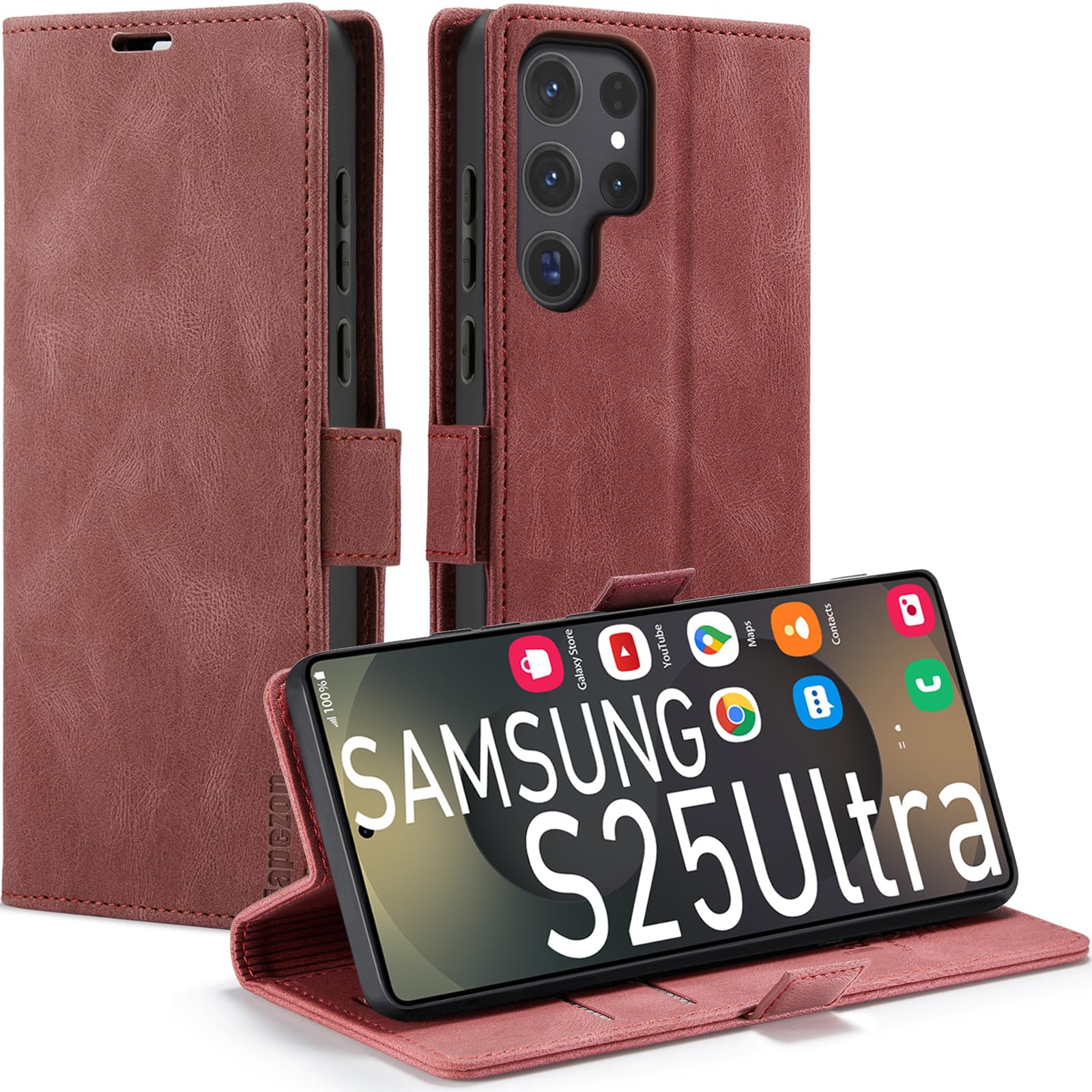 japezop Compatible with Samsung Galaxy S25 Ultra Wallet Case with [RFID Blocking] Card Holder Kickstand Magnetic,Leather Flip Case Wallet for Galaxy