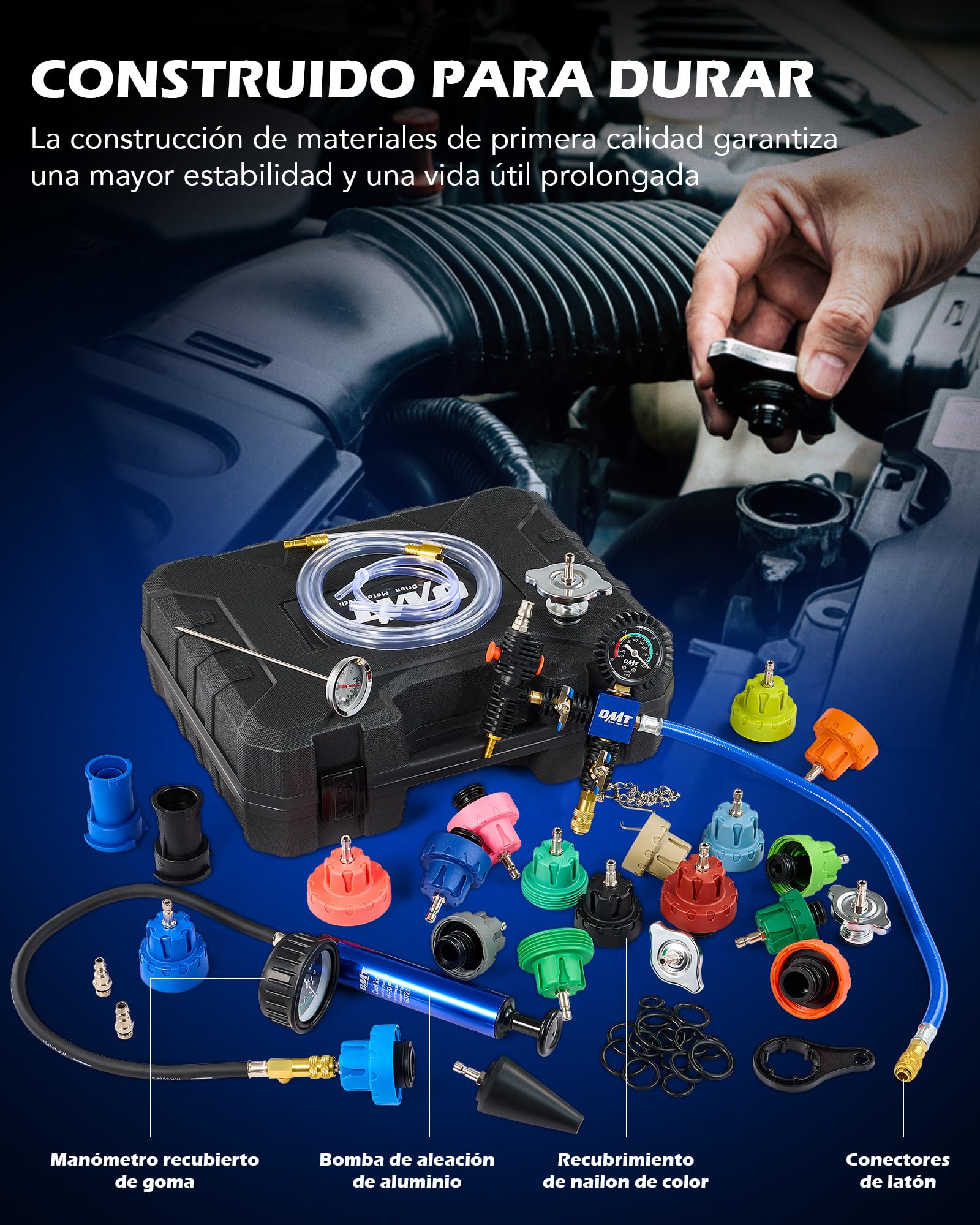 Orion Motor Tech 31 Piezas Kit de Comprobador de Presión de Radiador con 23 Adaptadores, Sistema de Purga y Recarga de Refrigerante por Vacío, Detector de Fugas de Anticongelante para Coche y Camión