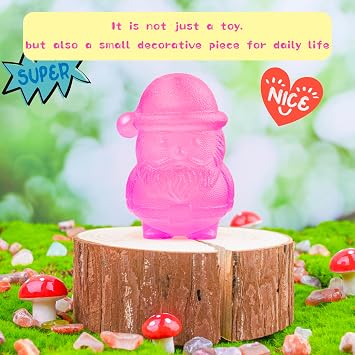 Christmas Gummy Santa Claus Stress Balls, Maltose Filled Squeeze Toys for Boys Girls, Slow Rising Stretchy Squishy Balls for Kids Adults, Sensory Fidget Toys Anxiety Relief for ADHD/ADD/Autism (Pink)