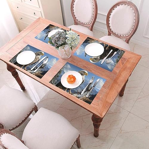 Miniatura 4 de 6 PCS PVC Placemats Set Place Mats A Lone Eagle Non-Slip Weave Place Mats 12" x 18" Farmhouse Table Mat Set for Family Dinners Wedding Parties