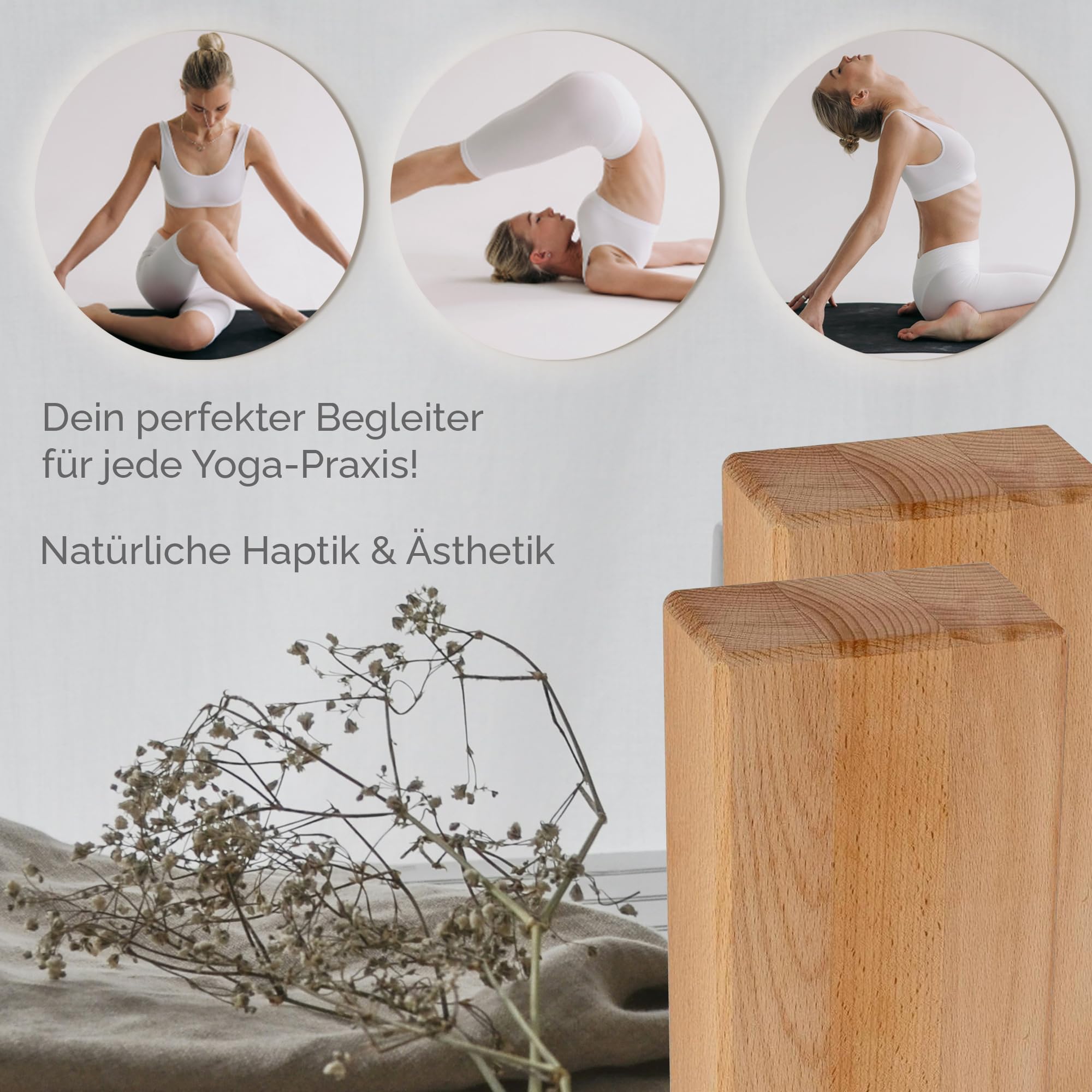 Yogablock Holzklötze für Yoga Pilates Stretching und Meditation Natürlich umweltfreundlich stabile Unterstützung für das Training