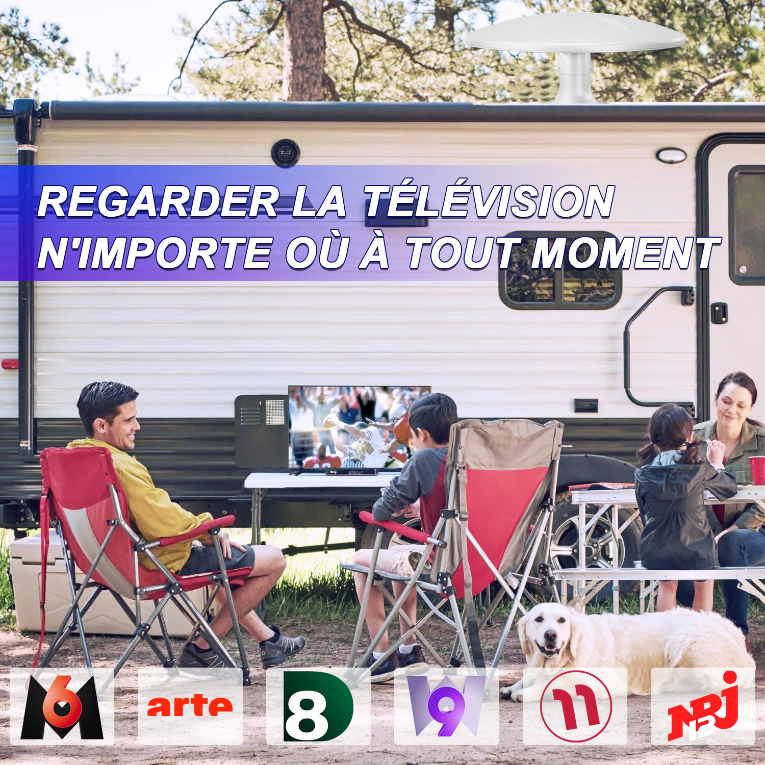 Antena de TV Interior TNT Potente, Antena de TV Exterior Potente de Señal de Alta Ganancia, Antenas TNT Exterior, Antena Omnidireccional TNT para Camping Caravana, Camión