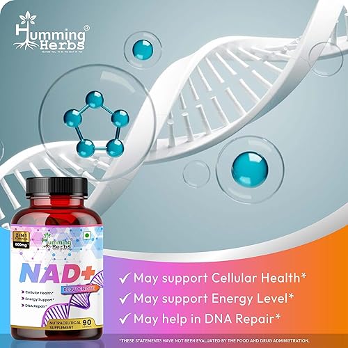 Miniatura 3 de Humming Herbs Suplemento NAD+ de 600 mg con resveratrol y ácido alfa lipoico 90 cápsulas veganas Sin OMG, sin gluten, fórmula a base de plantas