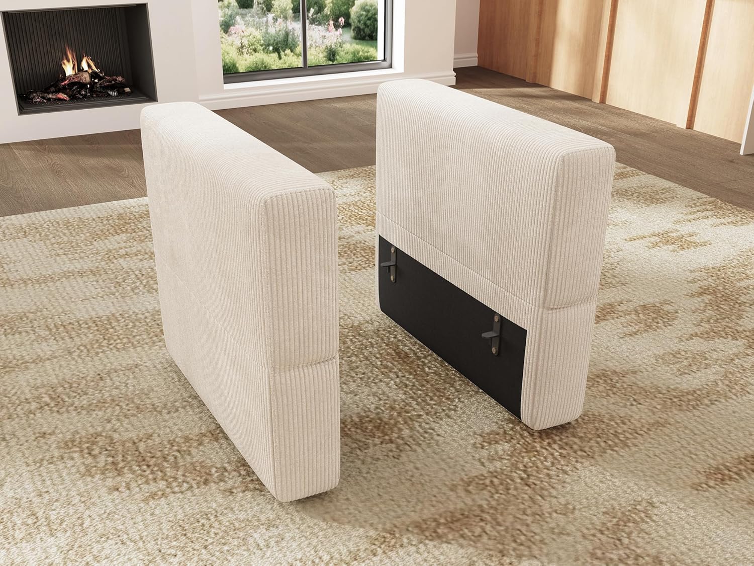 HONBAY 2PCS Armrests/Backrests Module for Modular Sectional Sofa, Beige