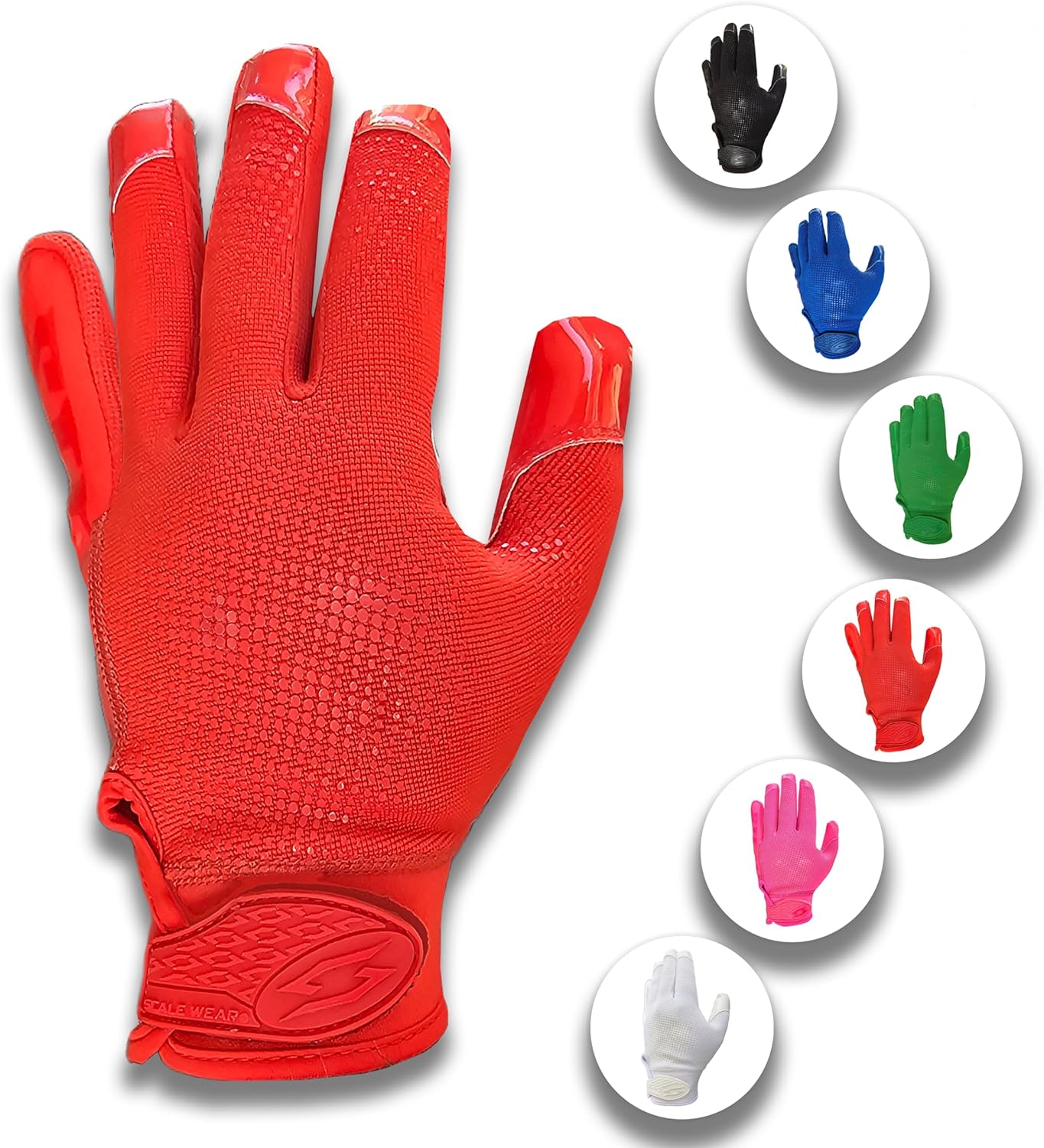 SFIA Football Receiver Gloves One Color - PRO Skull Stealth Grip Silicone Palms Adult Men Youth Sticky Boost Sports Game Battle