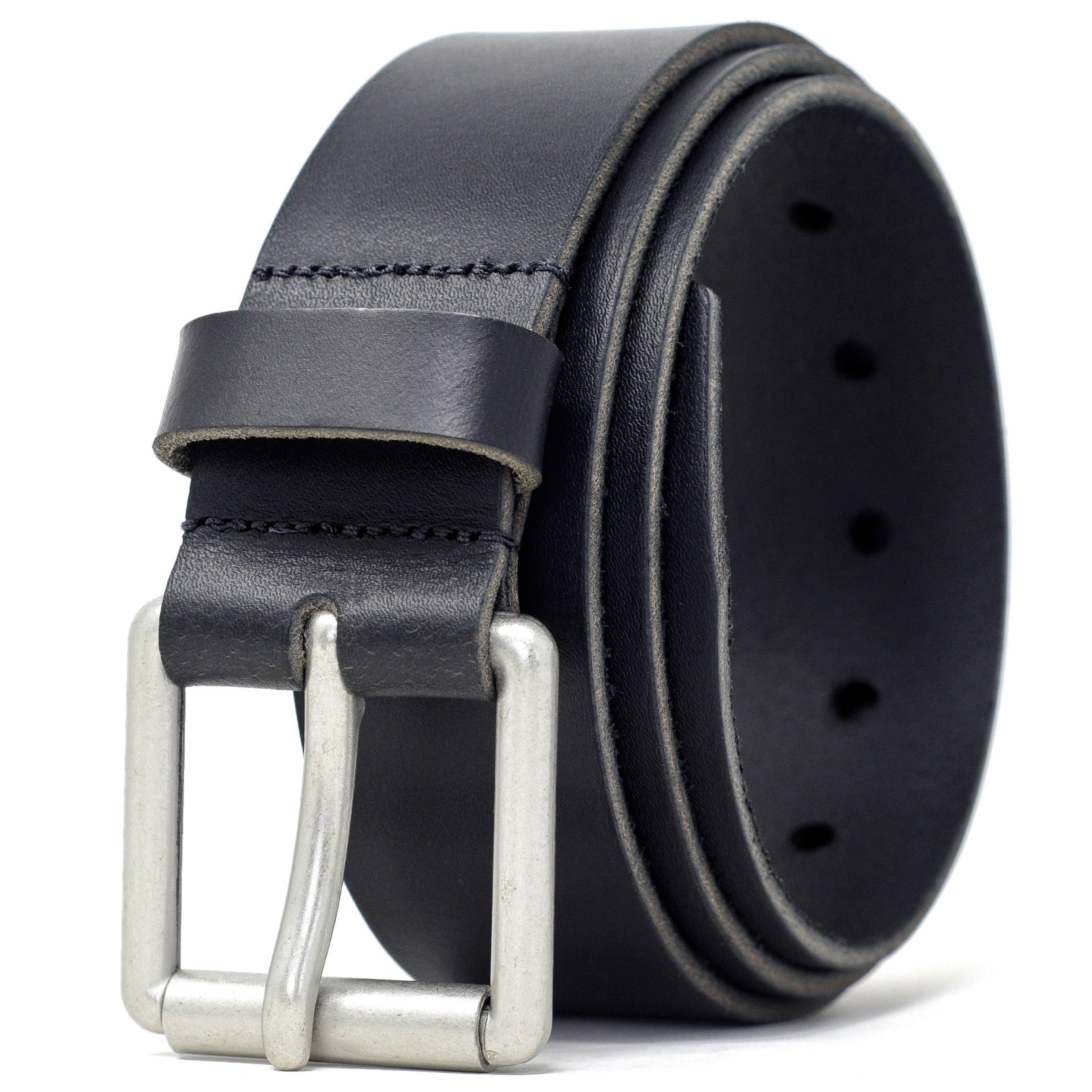 Ashford Ridge 38mm Full Grain Leather Roller Buckle Belt - Black - 2XL