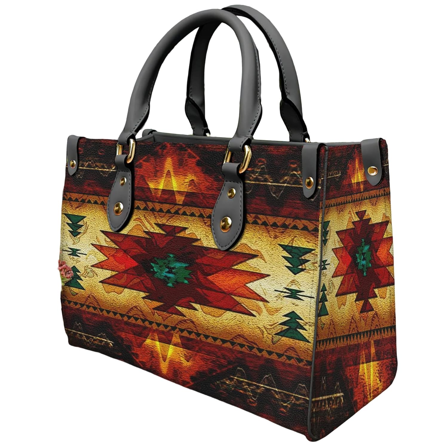Navajo Indians Aztec Tribal Native American Print Leather Tote Bag main image 1
