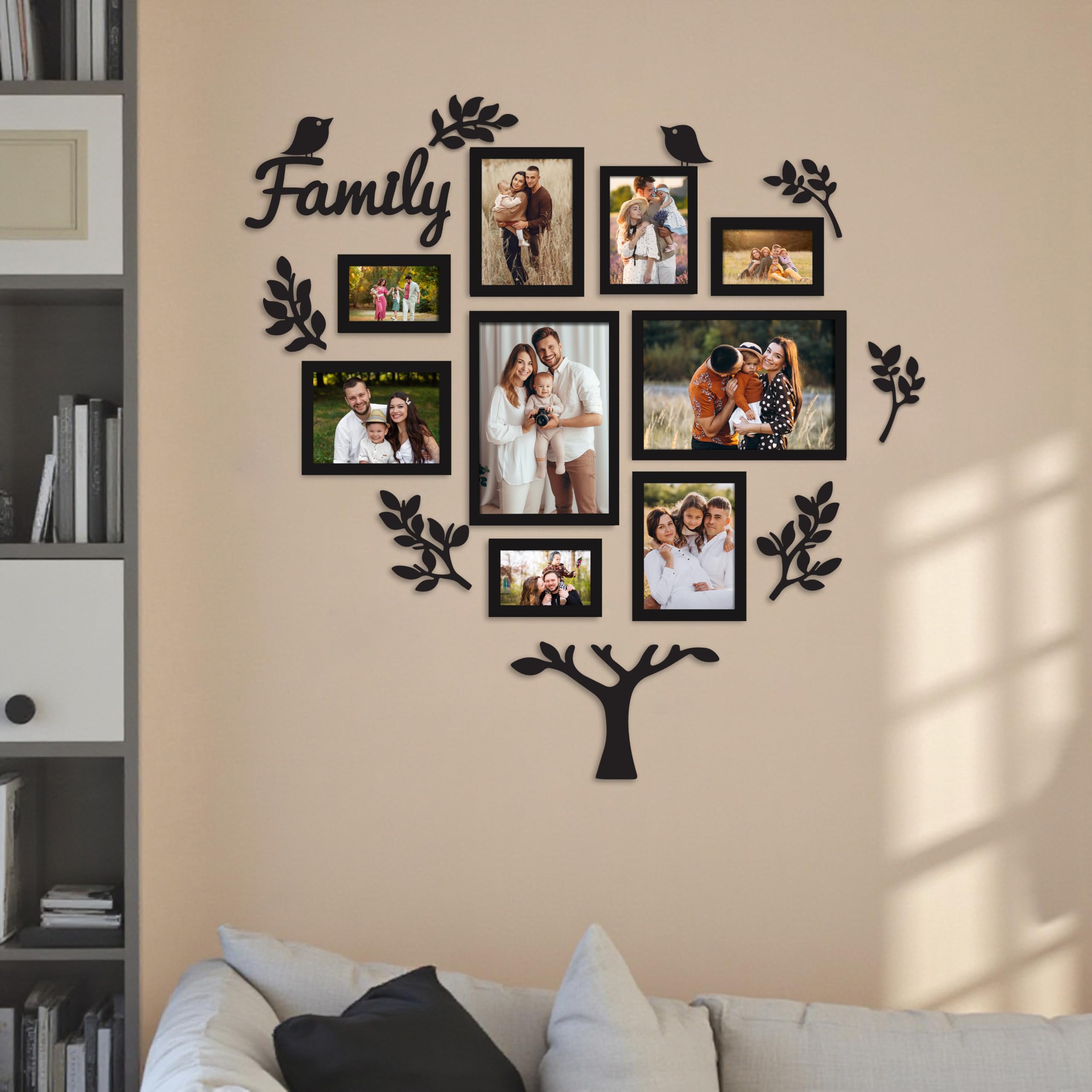 Family Tree Photo Frame Set - 8 Frames & Cutouts -16