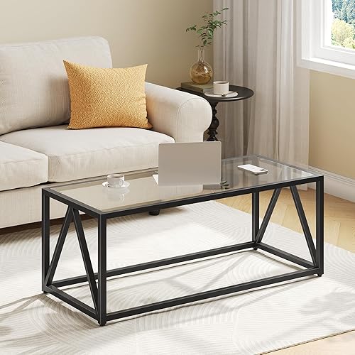 Miniatura 10 de Mesa de Café de Vidrio HOOBRO, Mesas de Café Doradas para Sala de Estar, Mesa de Café de Vidrio Dorada, Mesa Central de 1 Capa, Moderna, para