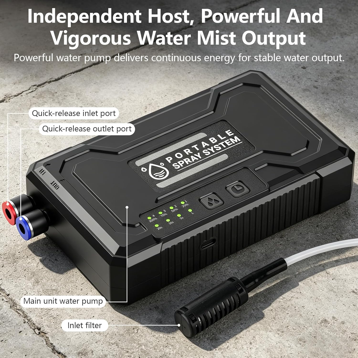 Misters for Outside Patio, Standing Portable Misting Cooling System with Adjustable Height(up to 47in), with 10000mAh Water Pump, 15L Bucket, 8 Nozzles, for Outdoor Patio Cooling Pool BBQ
