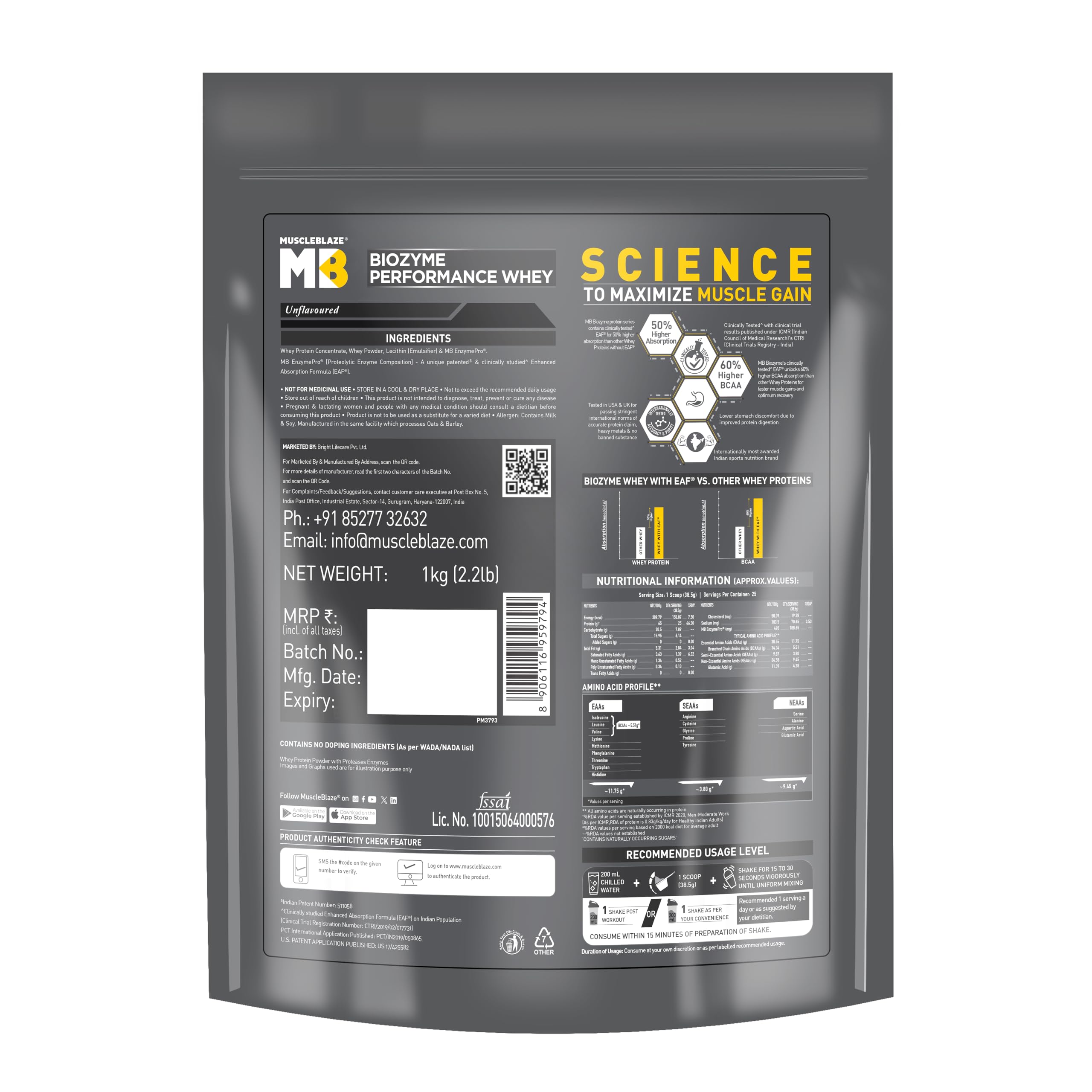 MuscleBlaze Biozyme Performance Whey Protein, 1kg Refill Pack — Amazon image 8
