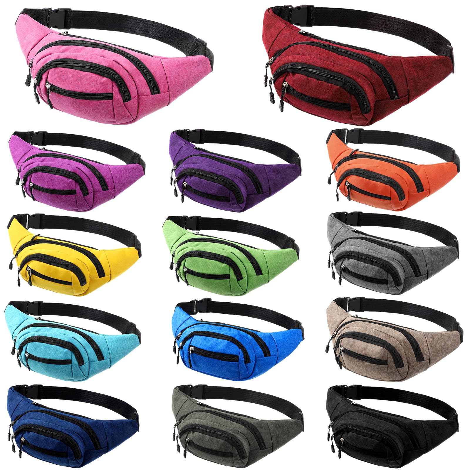 Kajaia Riñonera impermeable para viajes, correr, ejercicio, riñonera con cinturón ajustable, bolsas holográficas para mujeres y hombres, viajes, rave, mixto, Estilo clásico