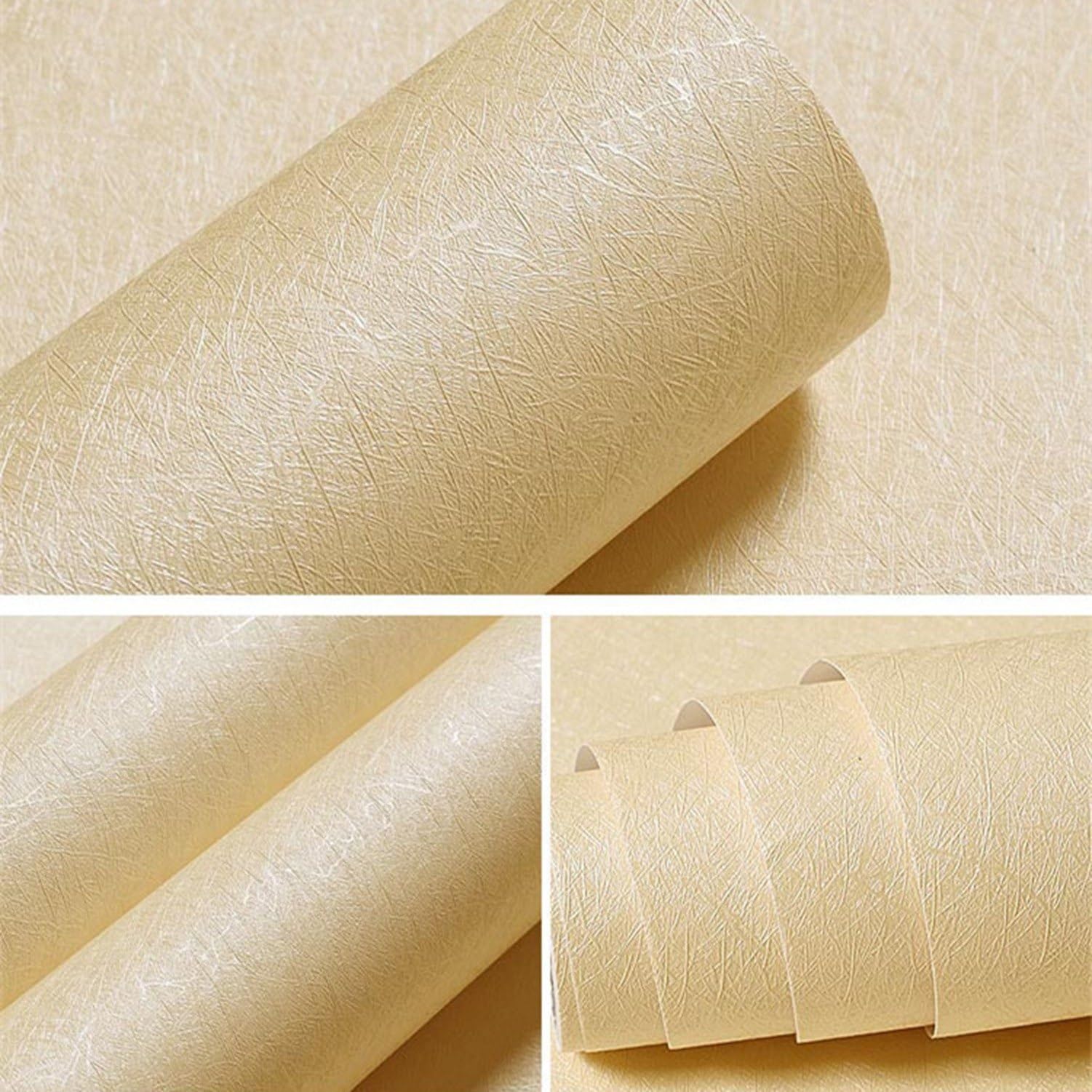 Selbstklebende Folie Wasserdicht Abziehbar Dekorative Tapete für Möbel Wand Tischplatten DIY Klebefolie Erneuerbarer Wandschutz Abnehmbare Selbstklebende Tapete, Beige, 60cmx10m