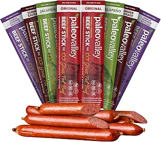 Paleovalley 100% Grass Fed Beef Sticks - Delicious Gluten Free Beef Snac...