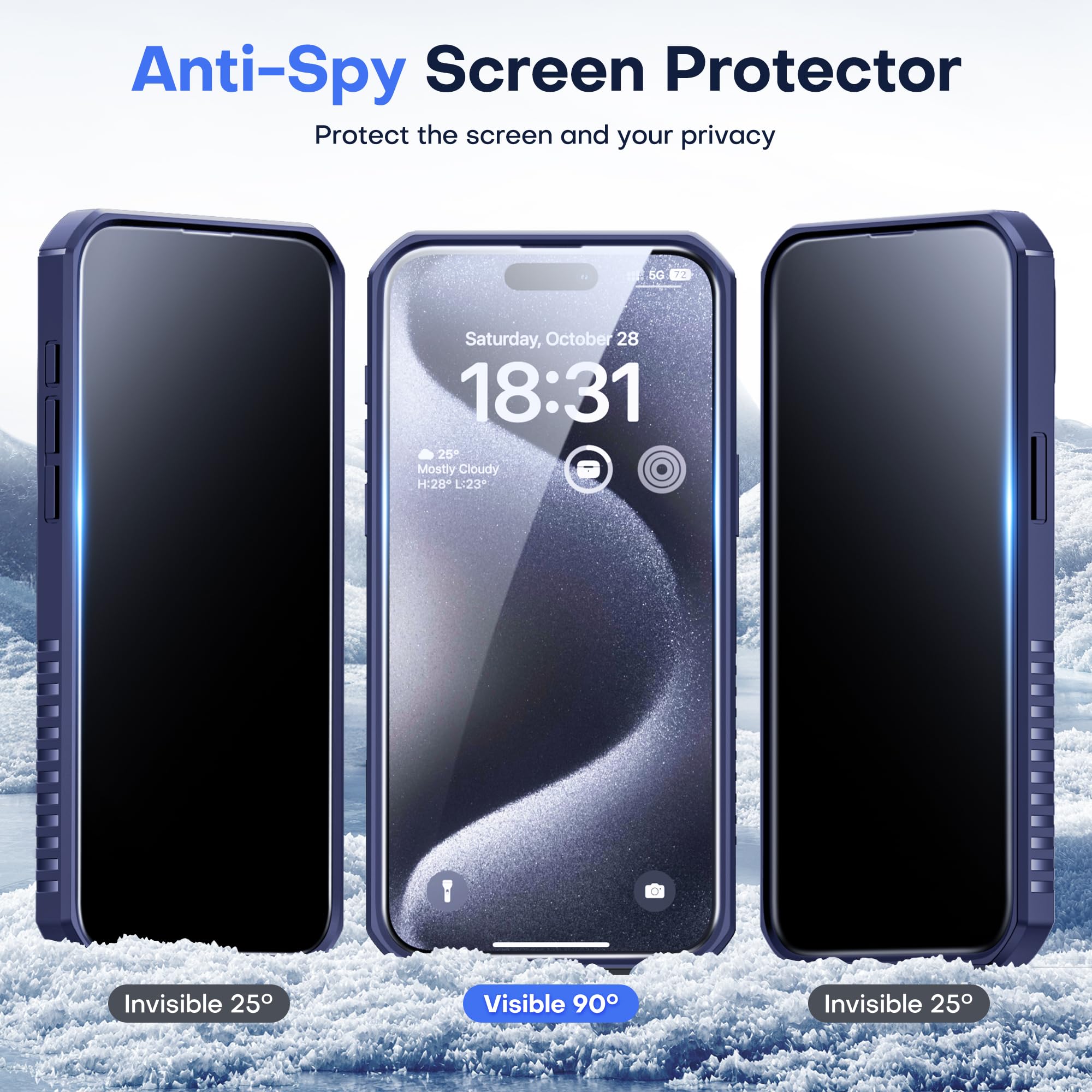 MOBOSI Privacy For IPhone 15 Pro Max Case [Compatible With MagSafe] Shockproof Military-Grade Protection, [with Screen&Camera Lens Protector], Magnetic Phone Case For IPhone 15 ProMax 6.7'', Black - View #11