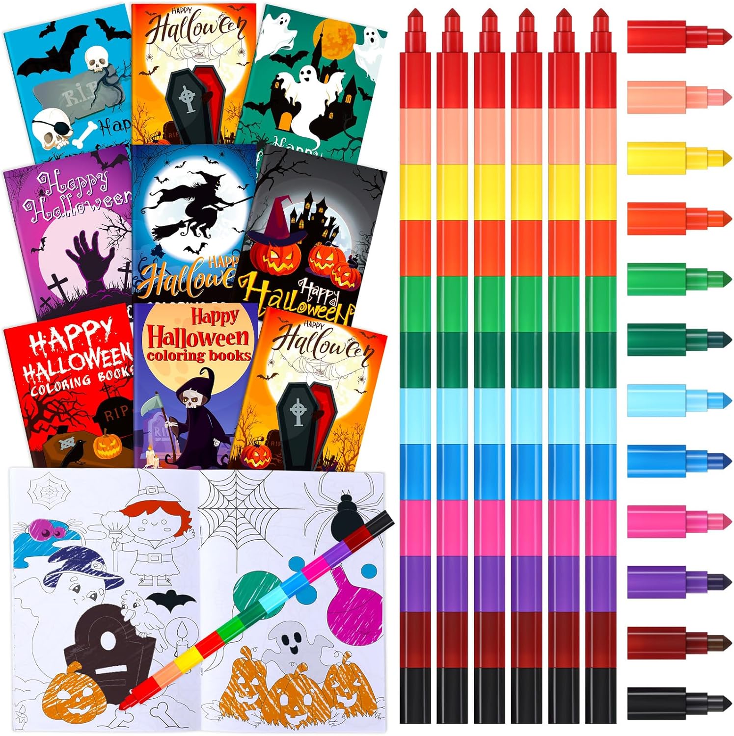 Amazon.com: Funrous 24 Set Halloween Coloring Books Party Favors with ...