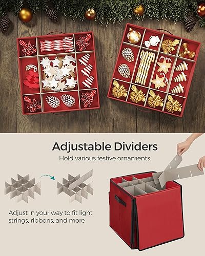 Miniatura 4 de SONGMICS Caja de almacenamiento de adornos navideños, con lateral abierto, contenedor de almacenamiento de Navidad apilable con tapa, 4 bandejas de