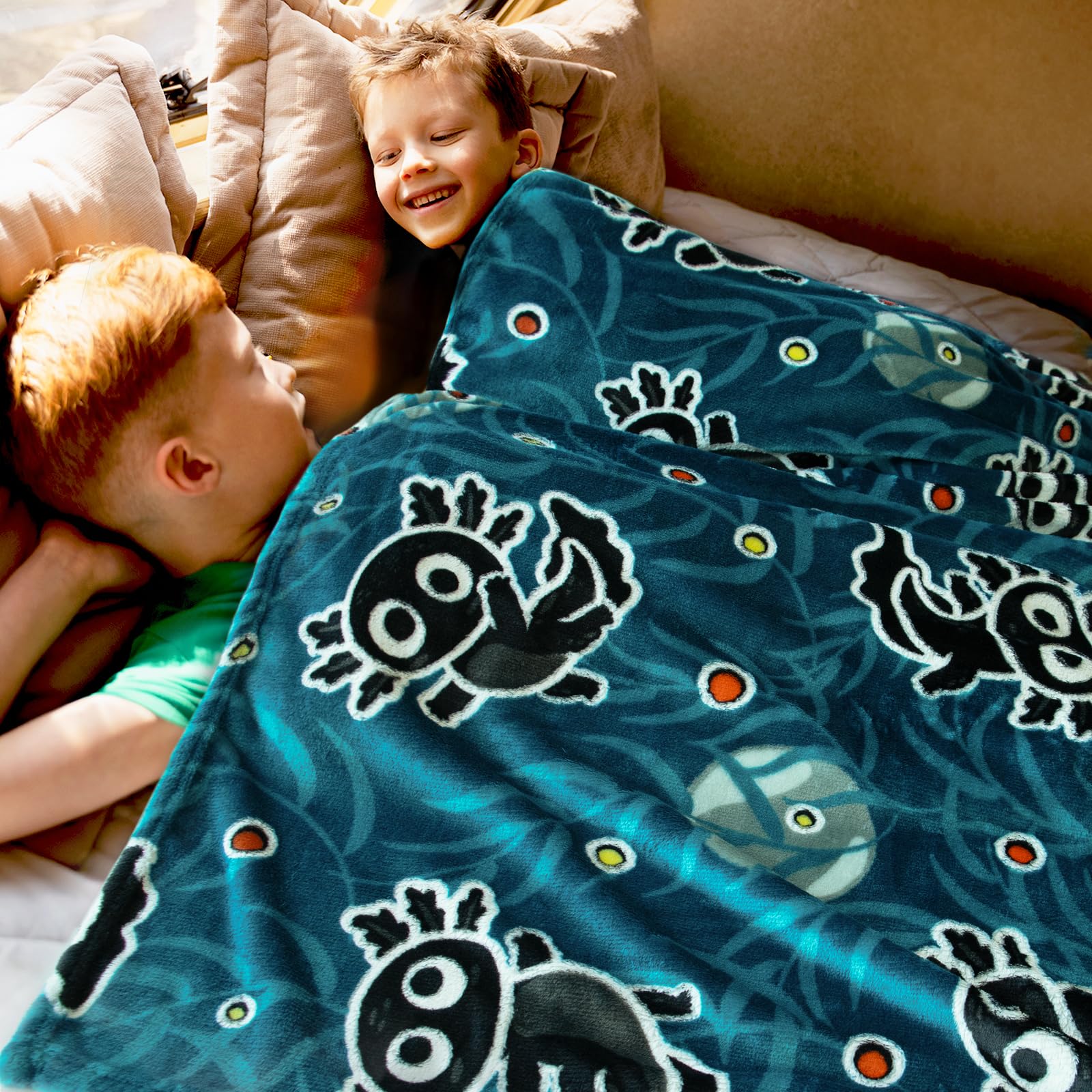 BORORO Axolotl Decke Leuchtet Im Dunkeln - 152x203cm Weich Pink Kinderdecke