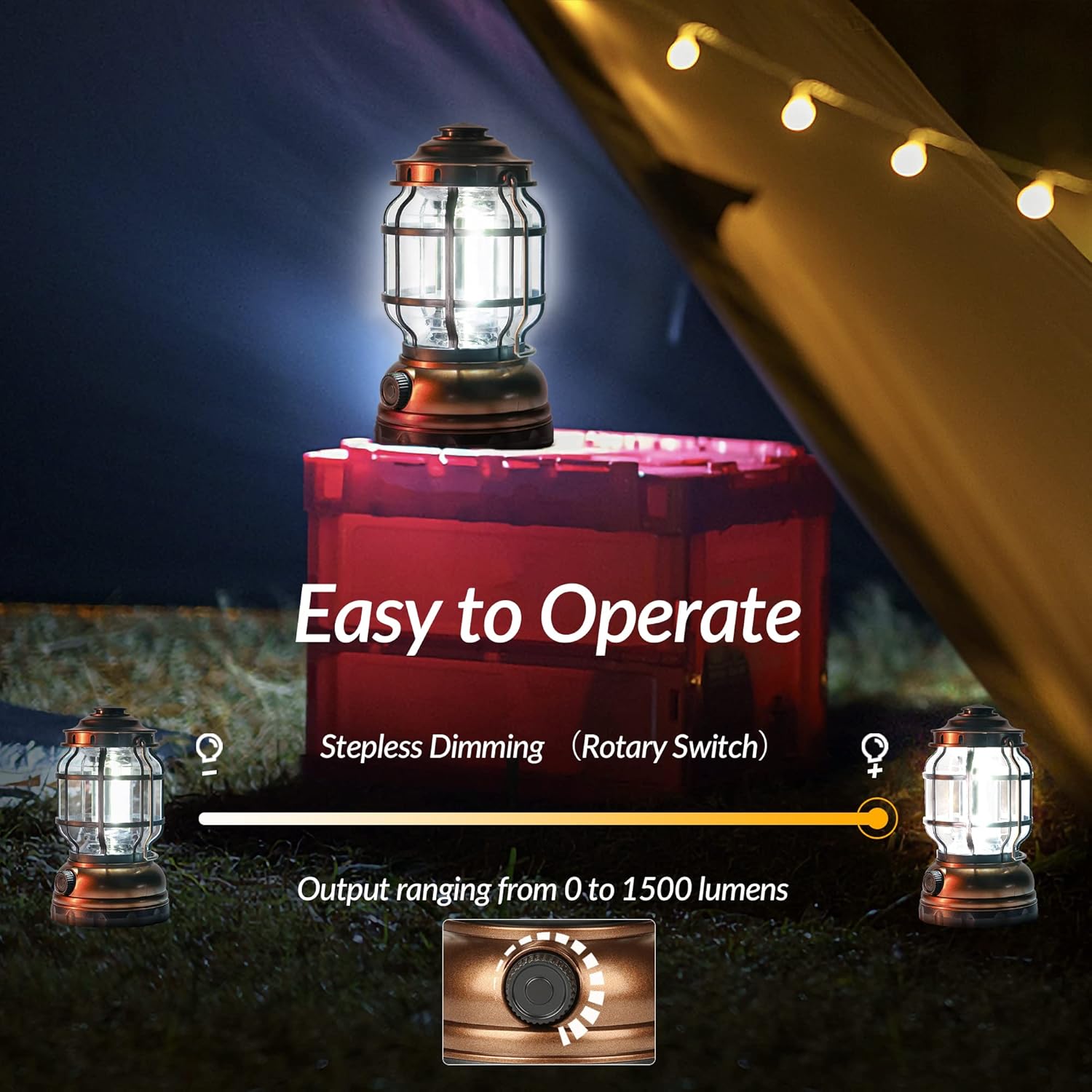 Camping Lantern Rechargeable, 1500LM Dimmable LED Vintage Lanterns Waterproof High Capacity Portable Lantern Flashlight COB Lightweight Tent Light for Courtyard Outdoor Hiking Power Outages Emergency : Tools & Home Improvement