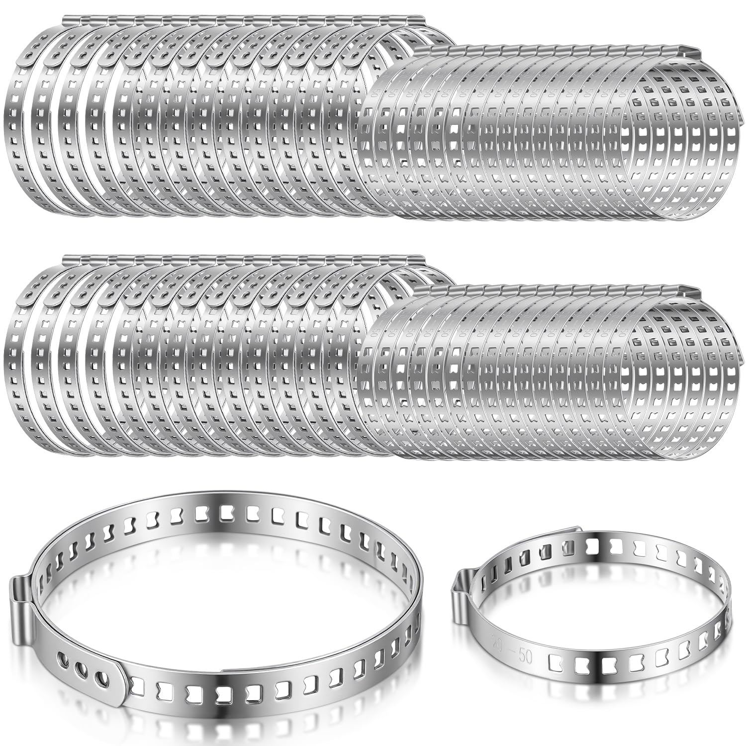 60 Pcs 304 Stainless Steel Cv Boot Clamps, 30 Piece Small and 30 Piece Large Stainless Steel Universal Adjustable Axle Cv Joint Boot Crimp Clamp Kit