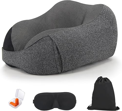 Almohada de viaje, almohada de viaje para el cuello para diseño ergonómico de 360, espuma viscoelástica para descansar y viajar, suave y cómoda, se