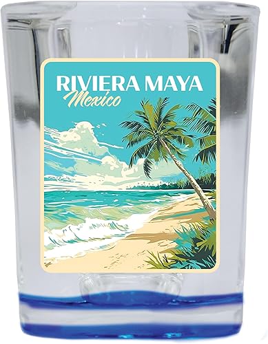 Miniatura 5 de R and R Imports Riviera Maya Mexico Design C Souvenir - Vaso de chupito cuadrado de 2.5 onzas