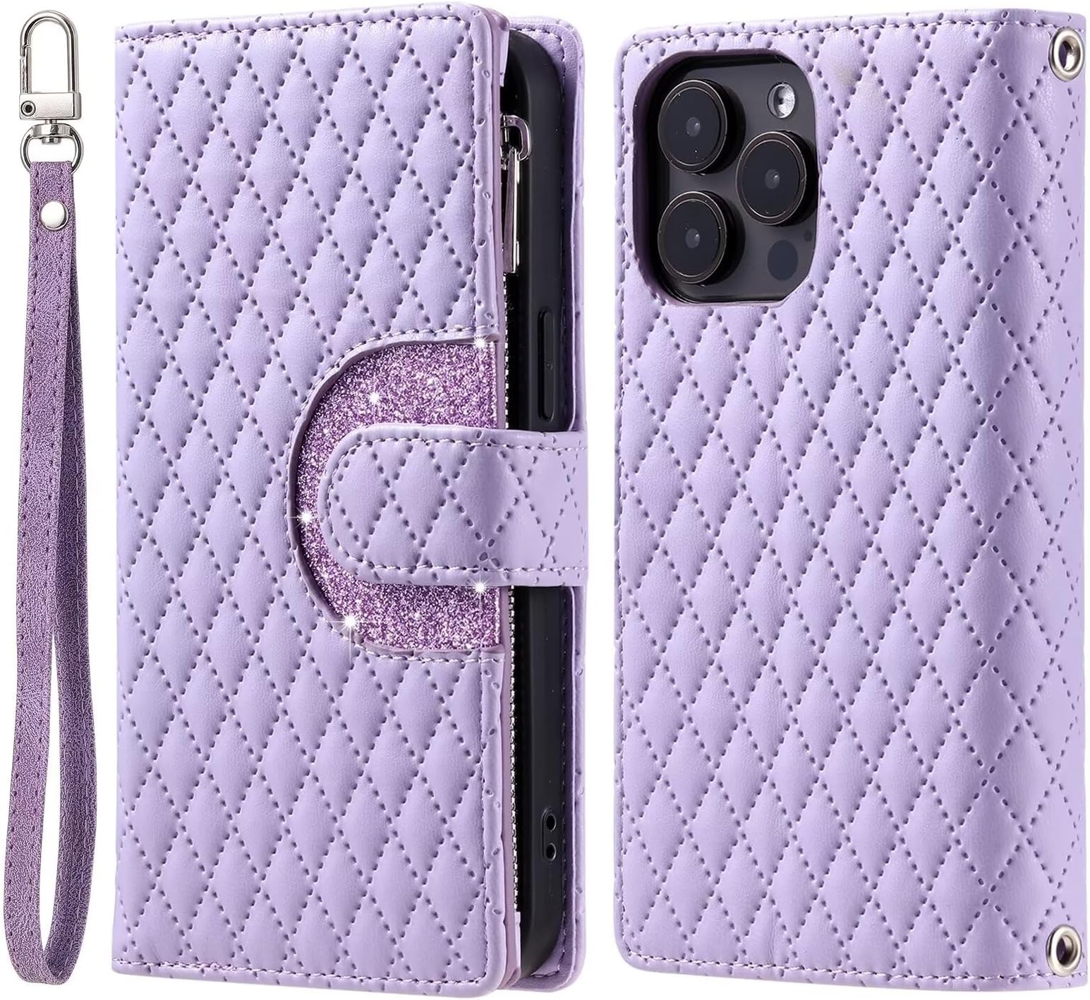 Leather Wallet Case for OnePlus Ace 2 5G / 11R 5G Case,Glitter Luxury Bling Card Slots Holder Kickstand Zipper Pocket RFID Blocking Magnetic Women Girl RFID PU Protective Flip Cover-Purple
