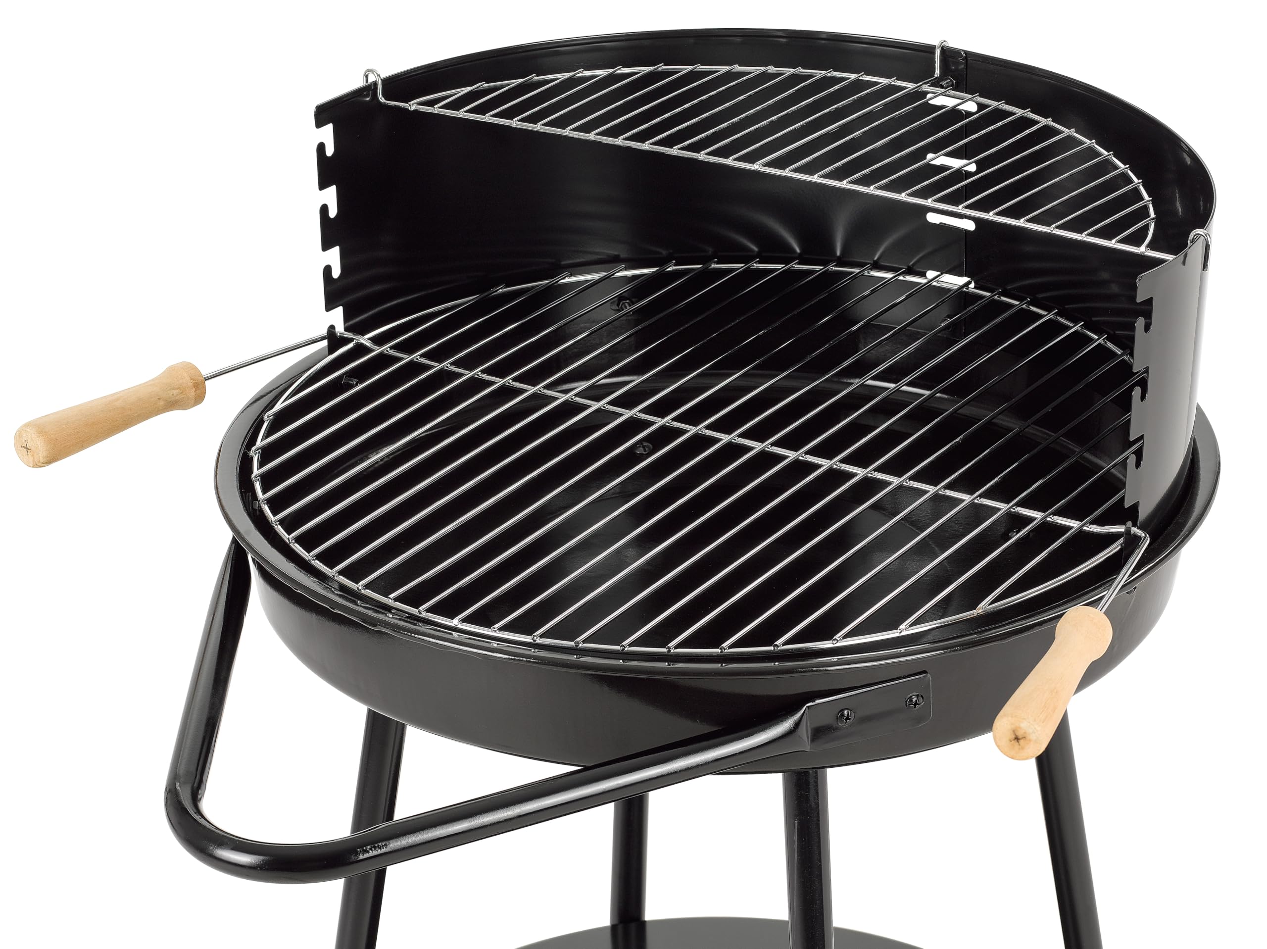 tepro Holzkohle-Rundgrill, mit Ablagefläche und Räder, inklusive Grill- und Warmhalterost, Maße circa 52 x 52 x 81 cm