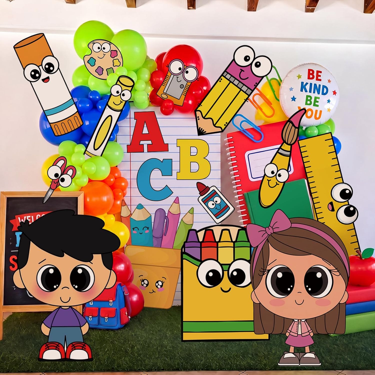 16 Pcs Large Cute Back to School Cutouts with Eyes Decorations image 5