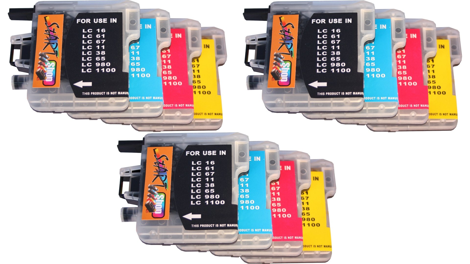 Start XXL Kompatibel Tintenpatronen Set – 12 Stück (Schwarz, Cyan, Magenta, Gelb) Für Brother LC-980/LC-1100