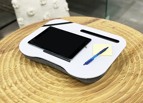 Miniatura 10 de Rae Dunn Escritorio de regazo  Escritorio de regazo para laptop  Mesa de trabajo portátil con cojín para cama, sofá, coche  Uso para escribir, leer,