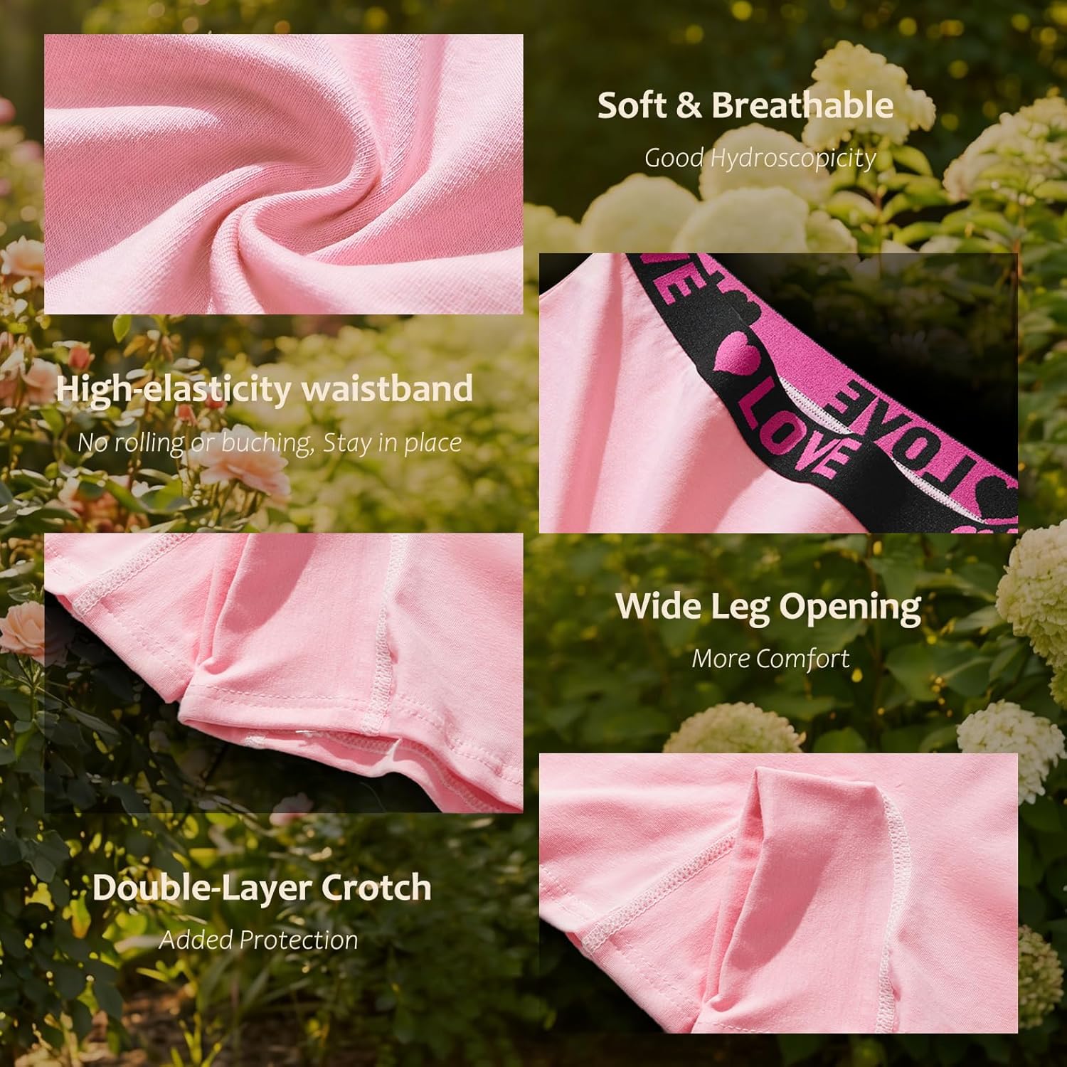 Women's Cotton Boyshorts Underwear - Breathable & Comfortable Full Coverage Mid Rise Panties 10-Pack