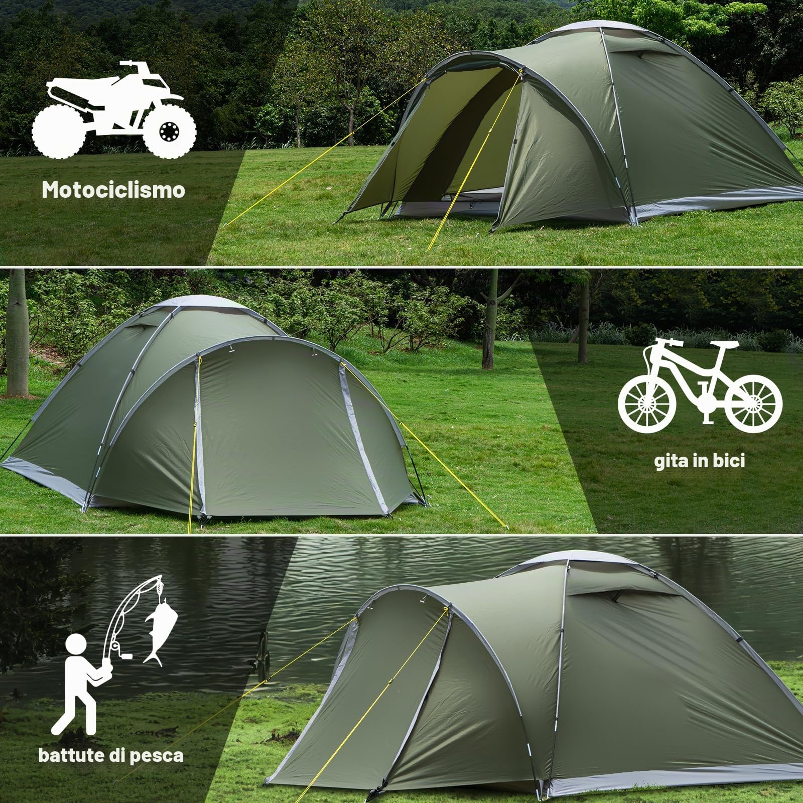 Tenda da campeggio Ultraleggera per 2-4 persone Tent Impermeabili PU5000 3-4 Stagioni per Trekking e Attività All’aperto 2025