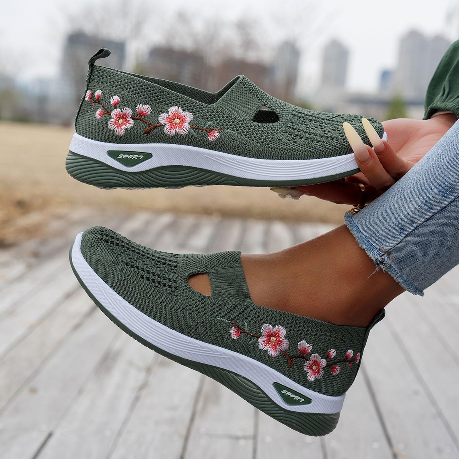 Women's Orthopaedic Shoes Summer No Laces Slip On Running Shoes Comfortable Soft Gymnastics Breathable Lightweight Non-Slip Sneakers Diabetic Wide Plant Sanitary Outdoor Sport - 3