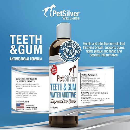 Miniatura 6 de PetSilver Aditivo de agua para dientes y encías para el cuidado dental – Ambientador de aliento de mascotas – Apunta el sarro, la placa y elimina el